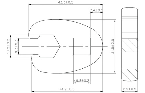 BGS Hahnenfußschlüssel | Antrieb Innenvierkant 10 mm (3/8