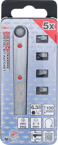 BGS Spezial-Bitknarre, ultra dünn | Abtrieb Innensechskant 6,3 mm (1/4