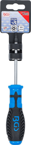BGS Schraubendreher | T-Profil (für Torx) mit Bohrung T20 | Klingenlänge 80 mm