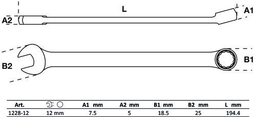 BGS Maul-Ringschlüssel | extra lang | SW 12 mm