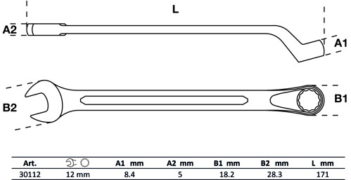 BGS Maul-Ringschlüssel, gekröpft | SW 12 mm