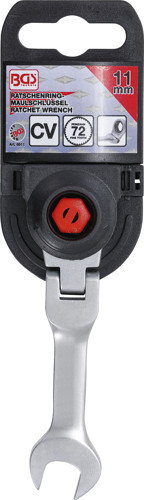 BGS Ratschenring-Maulschlüssel | kurz | abwinkelbar | SW 11 mm