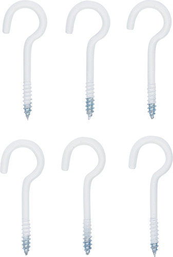 BGS Schraubhaken-Sortiment | weiß | kunststoffummantelt | 60 mm | 6-tlg.
