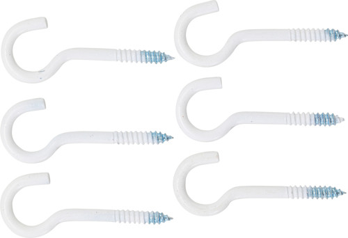BGS Schraubhaken-Sortiment | weiß | kunststoffummantelt | 60 mm | 6-tlg.