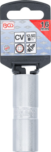 BGS Zündkerzen-Einsatz mit Haltegummi, Zwölfkant | Antrieb Innenvierkant 12,5 mm (1/2