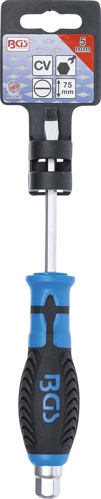 BGS Schraubendreher | mit Außensechskant | Schlitz 5 mm | Klingenlänge 75 mm