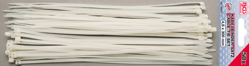 BGS Kabelbinder-Sortiment | weiß | 4,8 x 300 mm | 50-tlg.