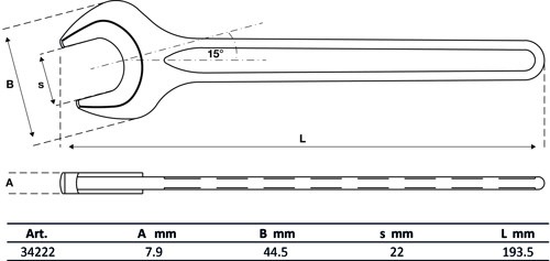BGS Einmaulschlüssel | DIN 894 | SW 22 mm