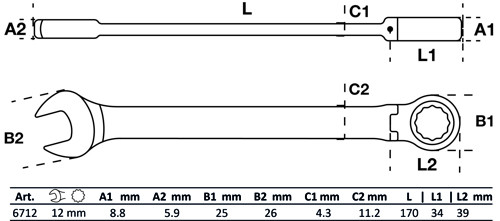 BGS Ratschenring-Maulschlüssel | abwinkelbar | SW 12 mm