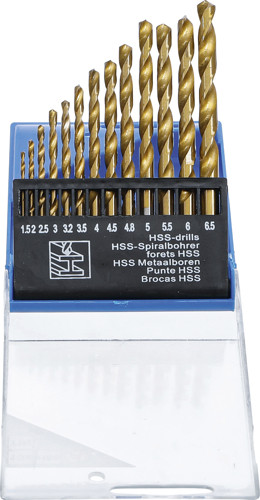BGS HSS-Spiralbohrer-Satz | titan-nitriert | 1,5 - 6,5 mm | 13-tlg.