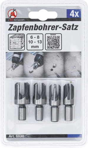 BGS Zapfenbohrer-Satz | 6 - 8 - 10 - 13 mm | 4-tlg.