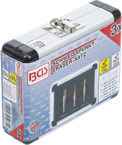 BGS Schweißpunkt-Fräser-Satz | 5 % Cobalt-Stahl | 3-tlg.