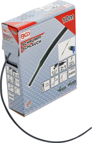 BGS Schrumpfschlauch-Box | schwarz | Ø 2,5 mm | 10 m