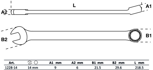 BGS Maul-Ringschlüssel | extra lang | SW 14 mm
