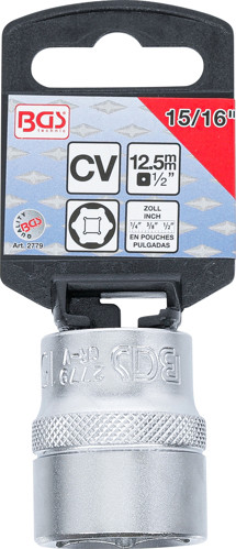 BGS Steckschlüssel-Einsatz Sechskant | Antrieb Innenvierkant 12,5 mm (1/2