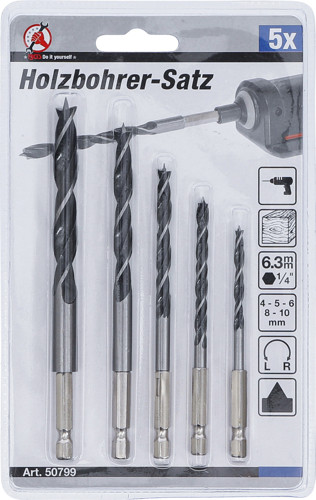 BGS Holzbohrer-Satz | 4 - 10 mm | Sechskantantrieb | 5-tlg.