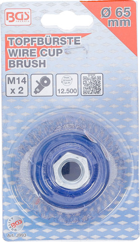 BGS Topfbürste | Aufnahme M14 x 2,0 mm | Ø 65 x 50 mm