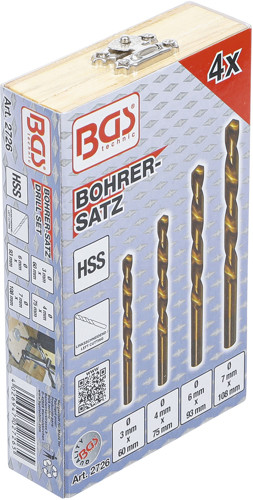 BGS Bohrer-Satz | HSS | linksschneidend | 4-tlg.