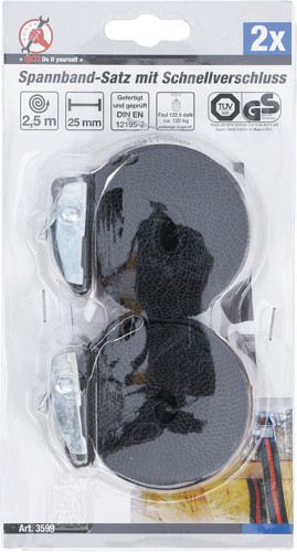 BGS Spannband-Satz mit Schnellverschluss | 2,5 m x 25 mm | 2-tlg.
