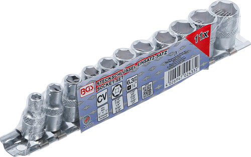 BGS Steckschlüssel-Einsatz-Satz Sechskant | Antrieb Innenvierkant 6,3 mm (1/4