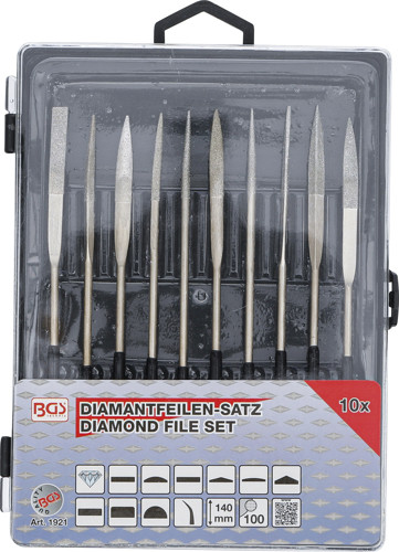 BGS Diamant-Lochfeilen-Satz | gebogen | 140 x 3 mm | 10-tlg.