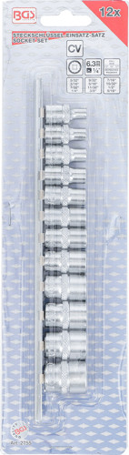 BGS Steckschlüssel-Einsatz-Satz Zwölfkant | Antrieb Innenvierkant 6,3 mm (1/4