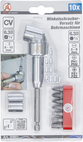 BGS Winkelschrauber-Vorsatz für Bohrmaschinen | 10-tlg.