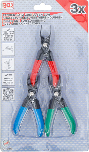 BGS Zangen zum Lösen von Kraftstoffleitungs-Verbindungen | 3-tlg.