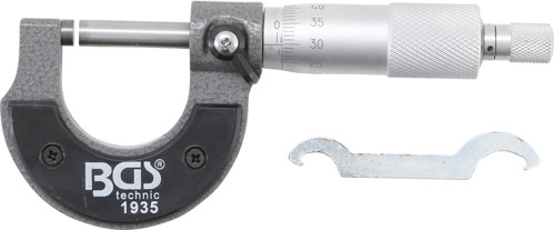 BGS Bügelmessschraube in Holzkassette | Genauigkeit 0,01 mm | 0 - 25 mm