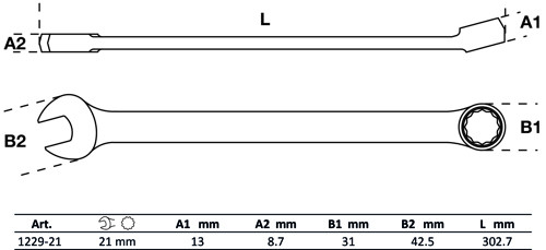 BGS Maul-Ringschlüssel | extra lang | SW 21 mm