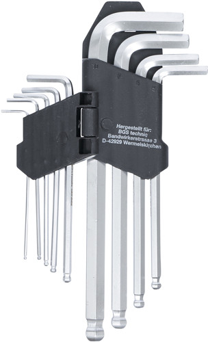 BGS Winkelschlüssel-Satz | Innensechskant / Innensechskant mit Kugelkopf 1,5 - 10 mm | 9-tlg.