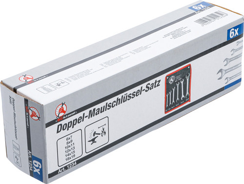 BGS Doppel-Maulschlüssel-Satz | SW 6 x 7 - 18 x 19 mm | 6-tlg.
