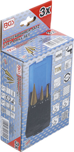 BGS Stufenbohrer-Satz | titannitriert | Ø 4 - 30 mm | 3-tlg.