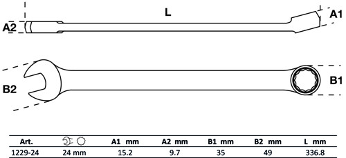 BGS Maul-Ringschlüssel | extra lang | SW 24 mm