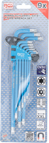 BGS Winkelschlüssel-Satz | T-Profil (für Torx) / T-Profil (für Torx) mit Bohrung T10 - T50 | 9-tlg.
