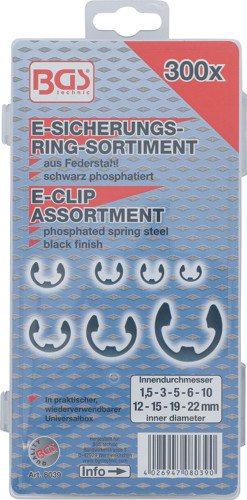 BGS E-Sicherungsring-Sortiment | 1,5 - 22 mm | 300-tlg.