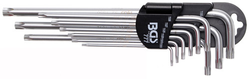 BGS Winkelschlüssel-Satz | extra lang | TS-Profil (für Torx Plus) TS10 - TS50 | 9-tlg.