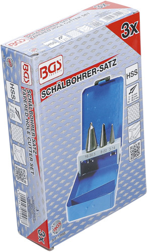 BGS Blechschälbohrer-Satz | HSS | 3 Größen | 3-tlg.