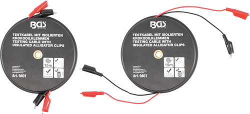 BGS Krokodilklemmen-Kabelbox | selbstaufrollend | 15 m
