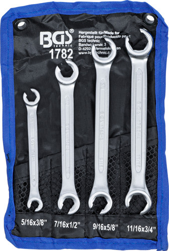 BGS Offener Doppel-Ringschlüssel-Satz | Zollgrößen | 4-tlg.
