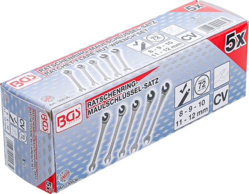 BGS Ratschenring-Maulschlüssel-Satz | offen | 5-tlg.