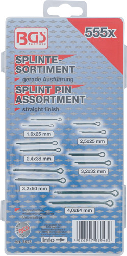 BGS Splinte-Sortiment | Ø 1,6 - 4,0 mm | 555-tlg.