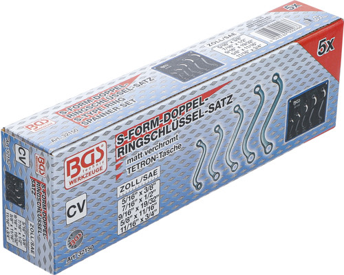 BGS S-Form Doppel-Ringschlüssel-Satz | Zollgrößen | SW 3/8