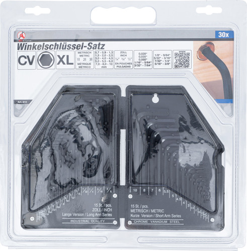 BGS Winkelschlüssel-Satz | Zollmaße/metrisch | Innensechskant | 30-tlg.