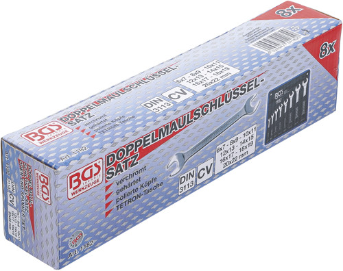 BGS Doppel-Maulschlüssel-Satz | SW 6 x 7 - 20 x 22 mm | 8-tlg.