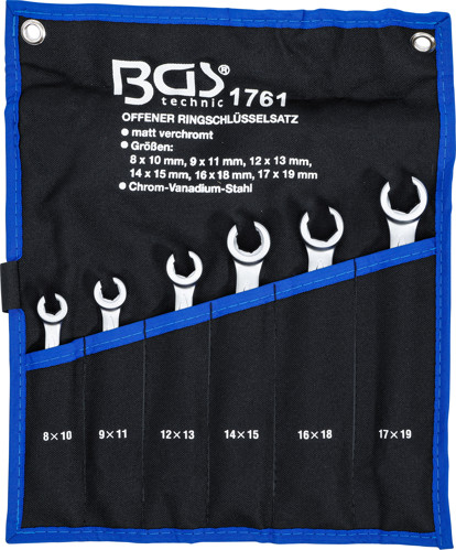 BGS Offener Doppel-Ringschlüssel-Satz | SW 8 x 10 - 17 x 19 mm | 6-tlg.