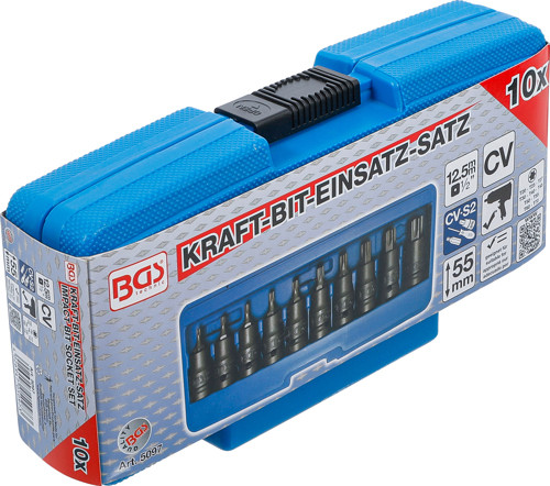 BGS Kraft-Bit-Einsatz-Satz | Antrieb Innenvierkant 12,5 mm (1/2