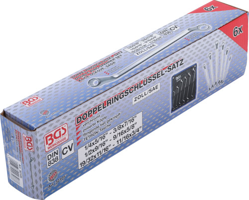 BGS Doppel-Ringschlüssel-Satz | gekröpft | Zollgrößen | SW 1/4