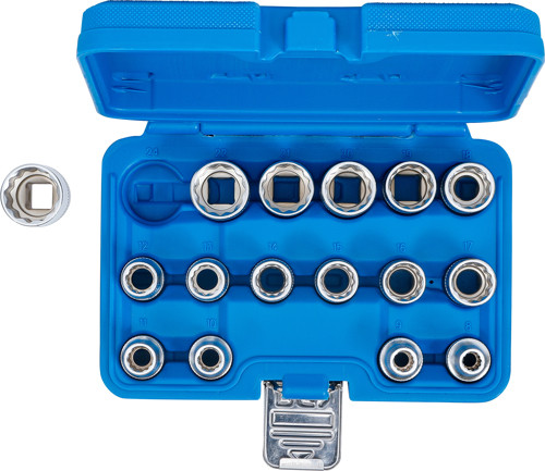 BGS Steckschlüssel-Einsatz-Satz Zwölfkant | Antrieb Innenvierkant 12,5 mm (1/2