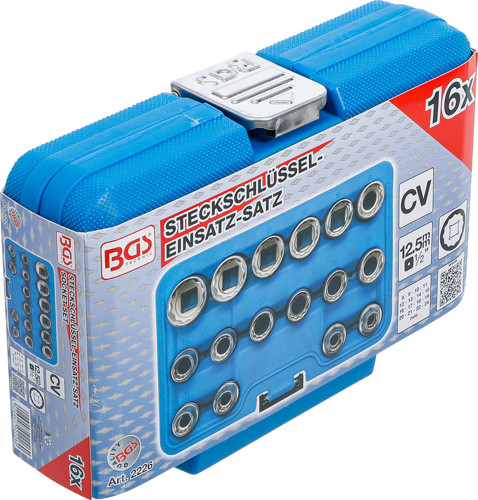 BGS Steckschlüssel-Einsatz-Satz Zwölfkant | Antrieb Innenvierkant 12,5 mm (1/2